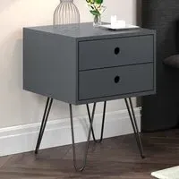 Telford 2 Drawer Bedside Table - Midnight Blue, MDF