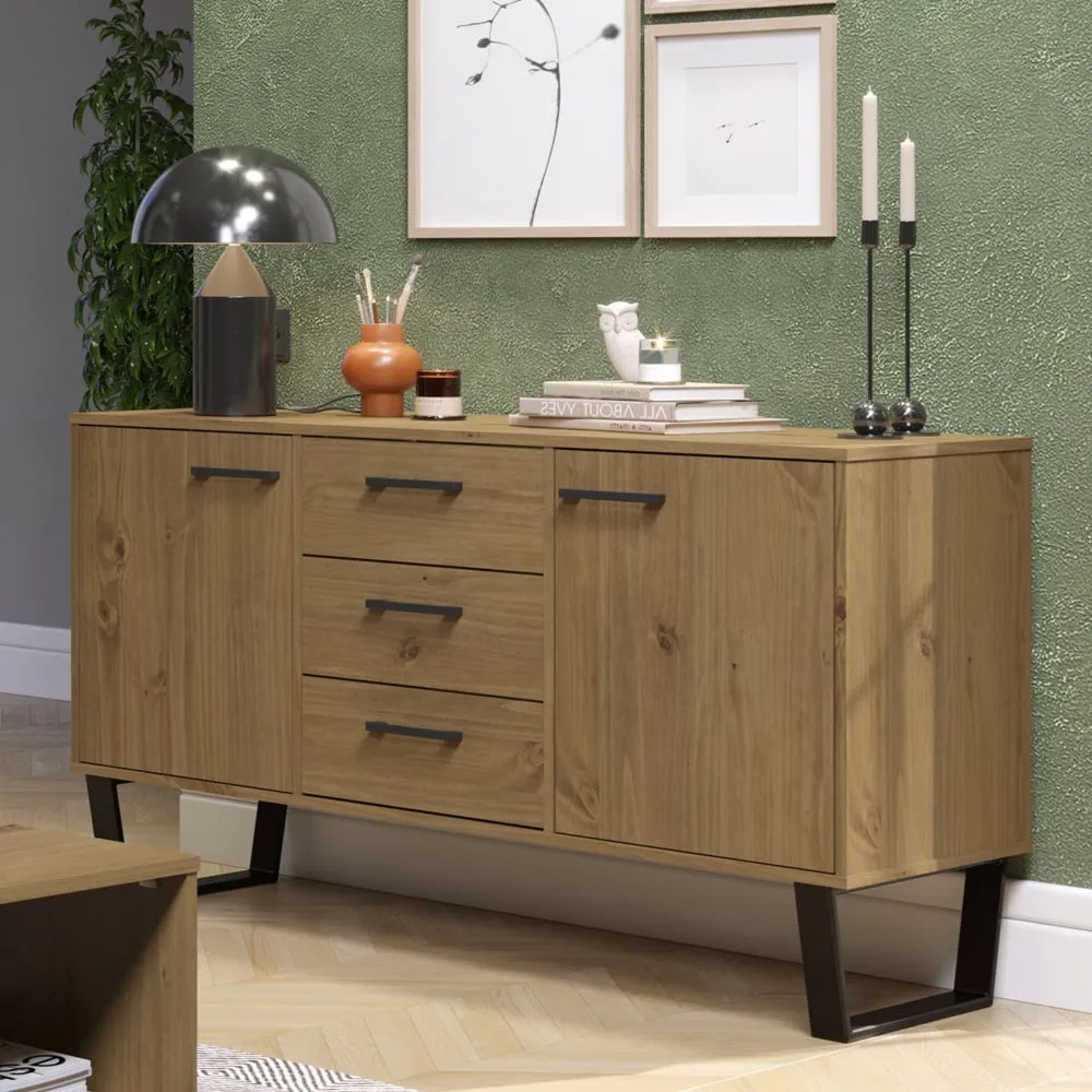 Texas 2 Door 3 Drawer Sideboard - Brown, Pine image