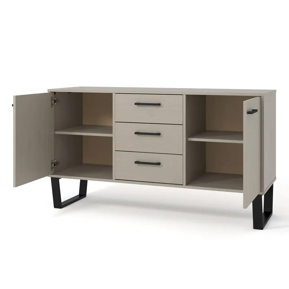 Texas 2 Door 3 Drawer Sideboard - Grey, Pine