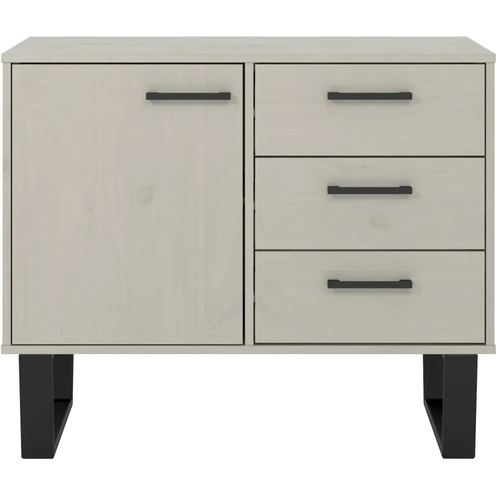 Texas Single Door 3 Drawer Sideboard - Grey, Pine image