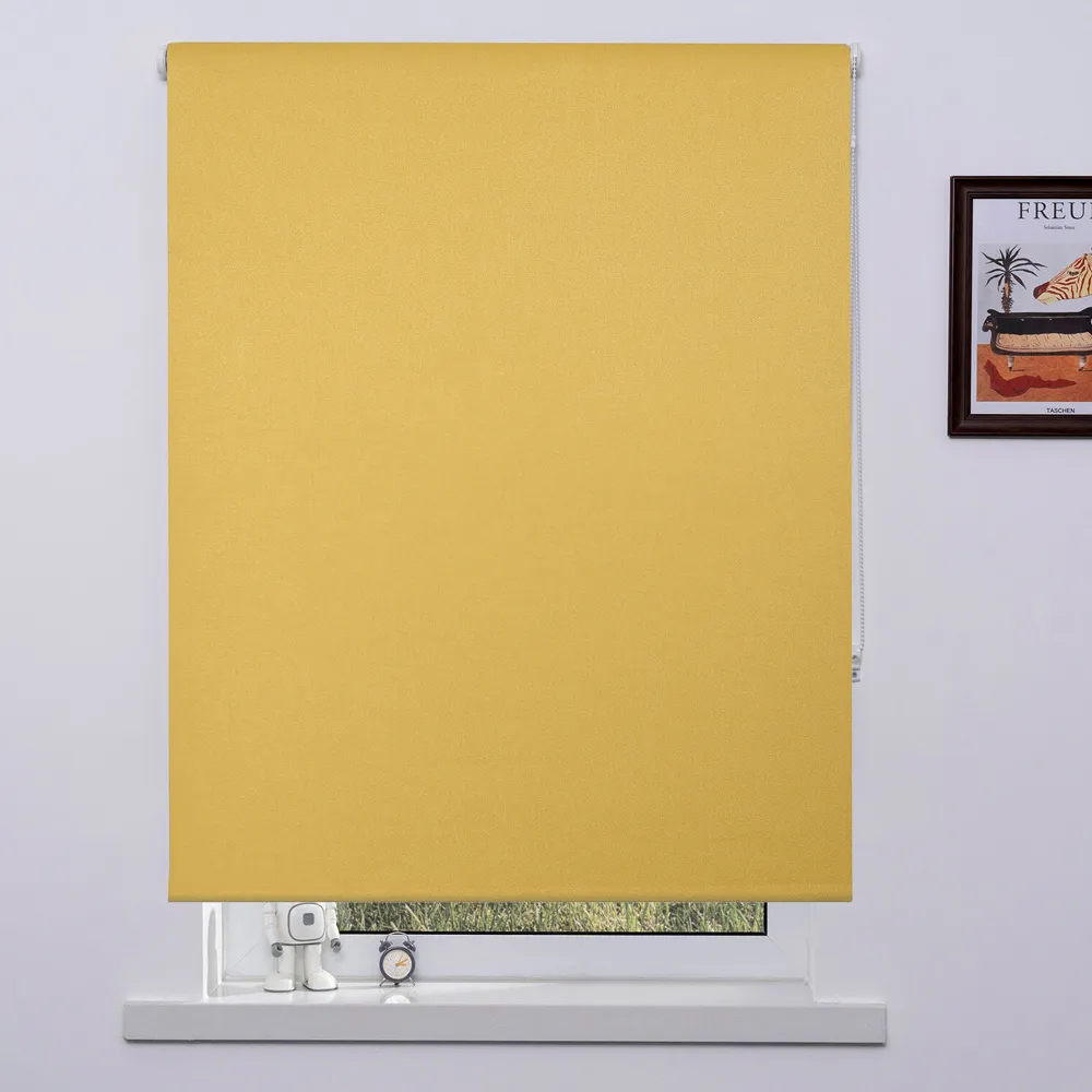 Textured Blackout Roller Blind 120cm - Ochre