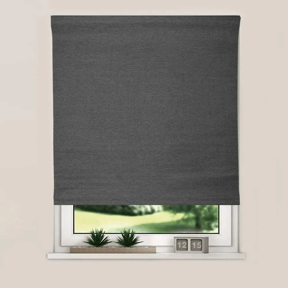 Textured Blackout Roller Blind 90cm - Dark Grey