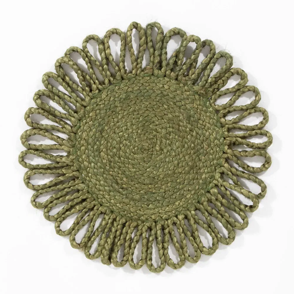 Thames Placemat Set of 2 - Green, Jute