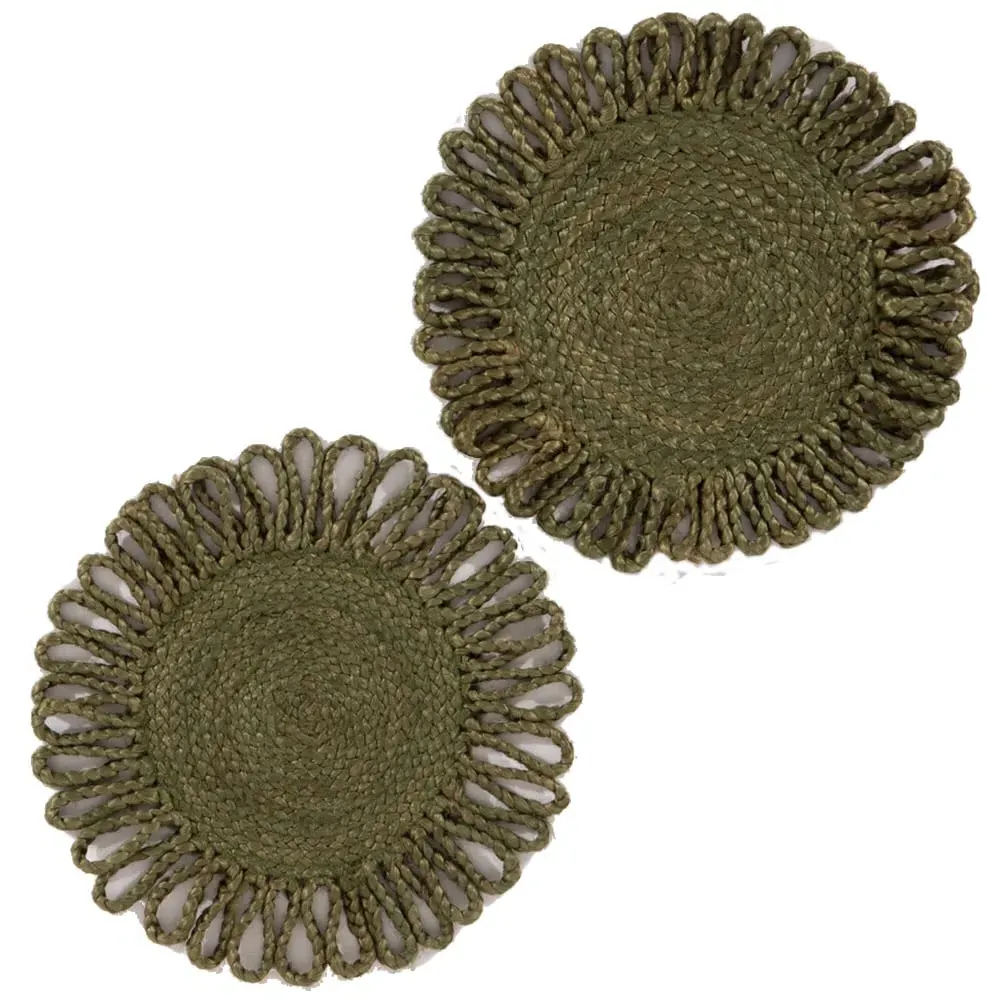 Thames Placemat Set of 2 - Green, Jute