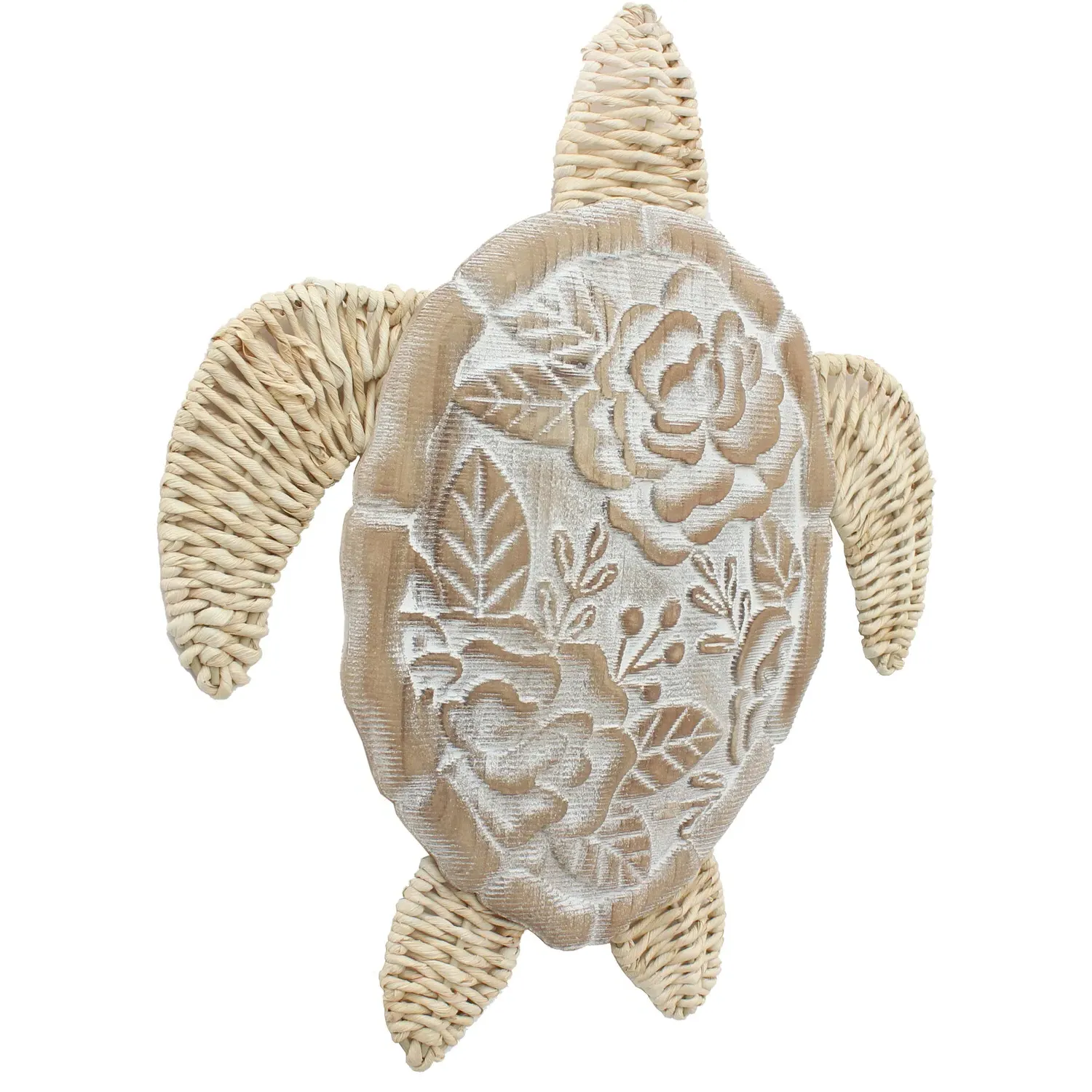 Tilly the Turtle Carved Wooden Wall Art - Natural