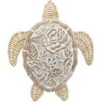 Tilly the Turtle Carved Wooden Wall Art - Natural