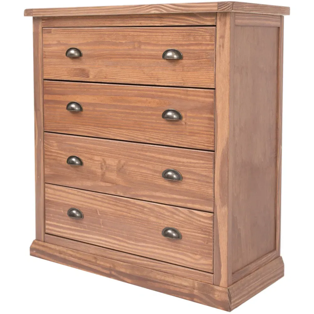 Tirolo 4 Drawer Chest of Drawers with Cup Handles - Brown, Pine