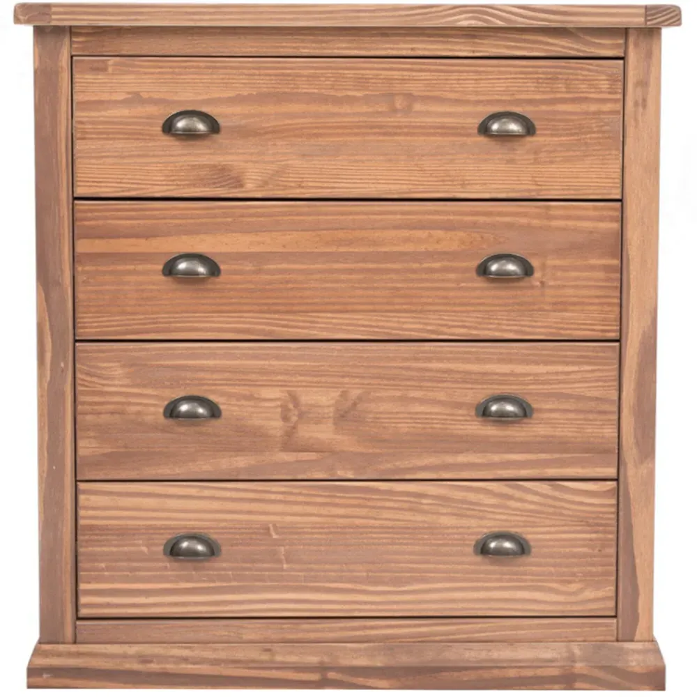 Tirolo 4 Drawer Chest of Drawers with Cup Handles - Brown, Pine