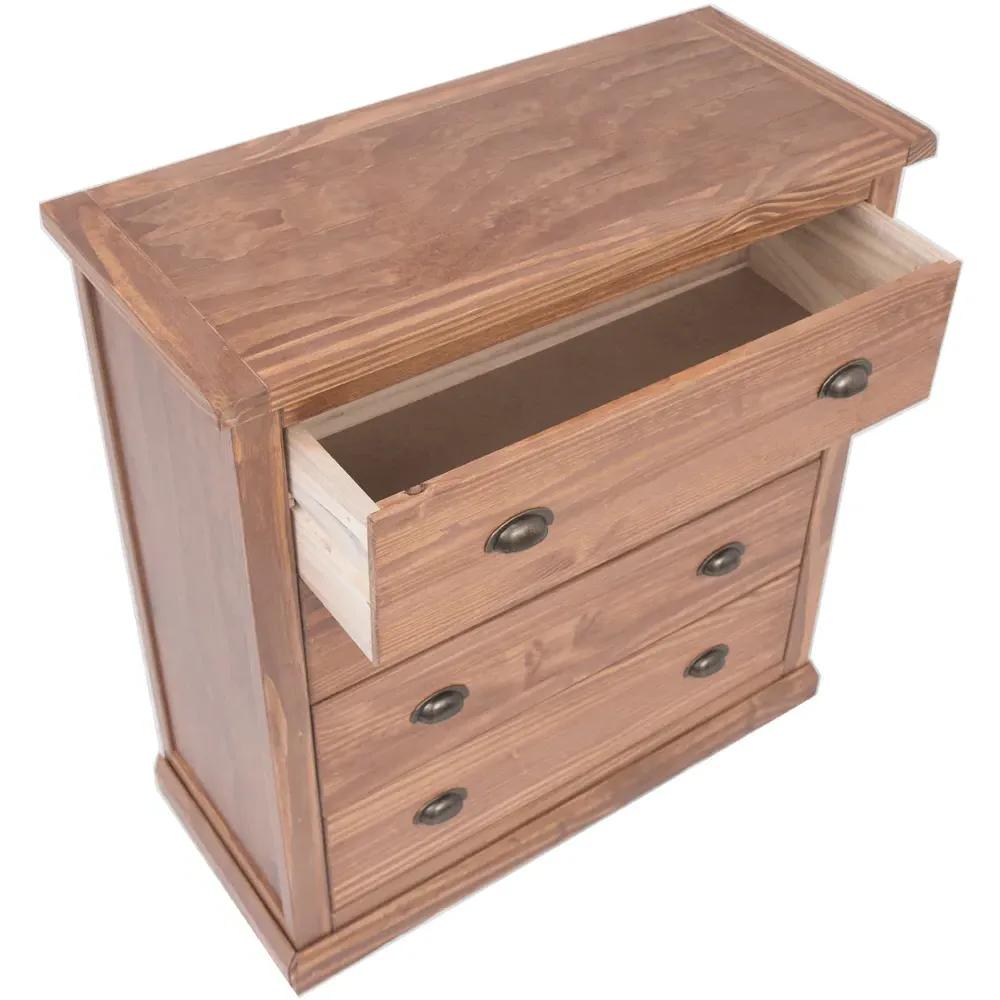 Tirolo 4 Drawer Chest of Drawers with Cup Handles - Brown, Pine