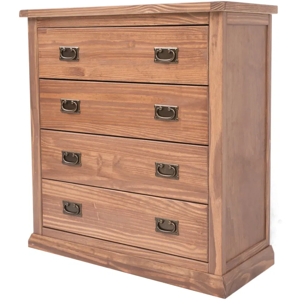 Tirolo 4 Drawer Chest of Drawers with Drop Handles - Brown, Pine