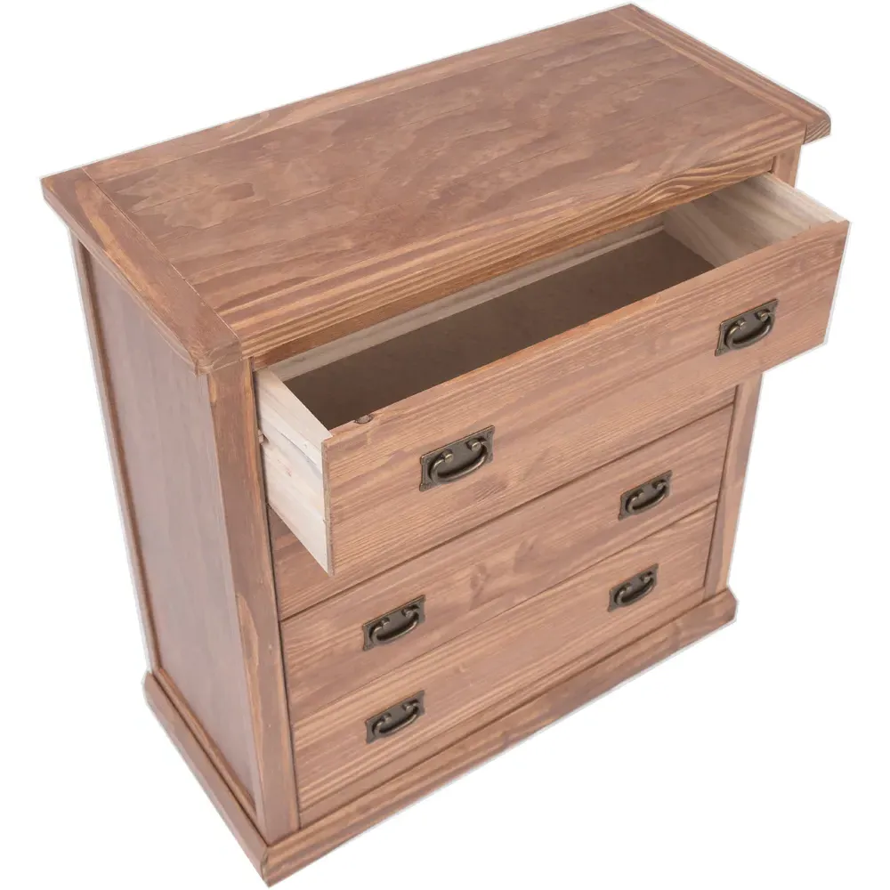 Tirolo 4 Drawer Chest of Drawers with Drop Handles - Brown, Pine