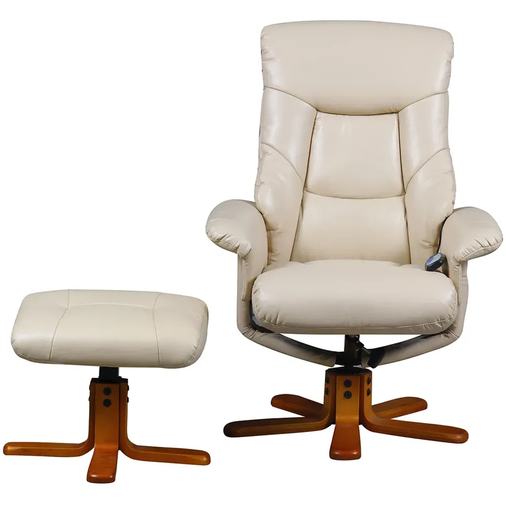 Tokyo Massage Chair with Footstool - Latte