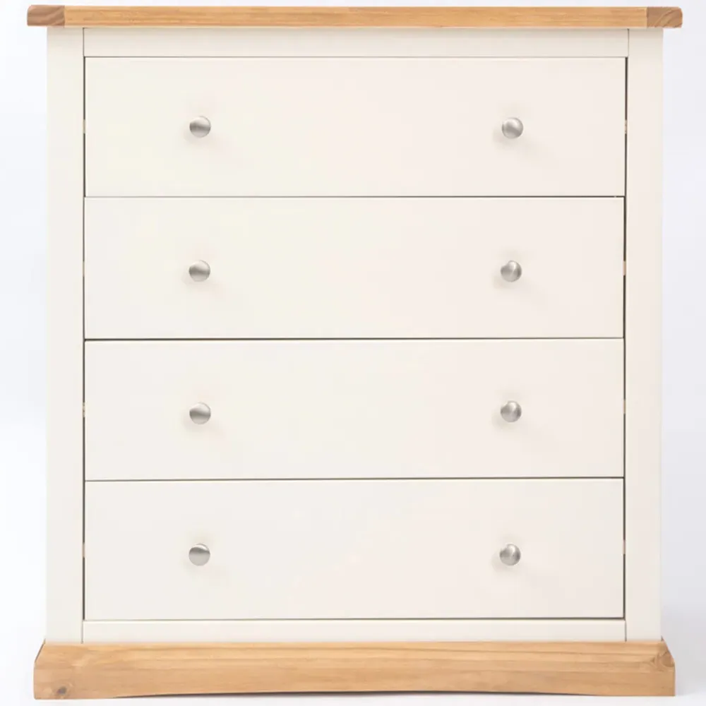 Trevi 4 Drawer Chest of Drawers with Chrome Knobs - White, Pine