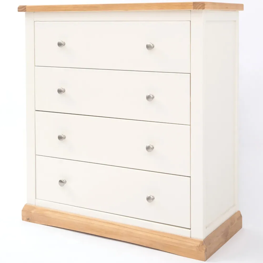 Trevi 4 Drawer Chest of Drawers with Chrome Knobs - White, Pine