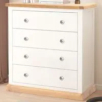 Trevi 4 Drawer Chest of Drawers with Chrome Knobs - White, Pine