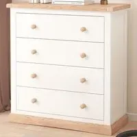 Trevi 4 Drawer Chest of Drawers with Wood Knobs - White, Pine
