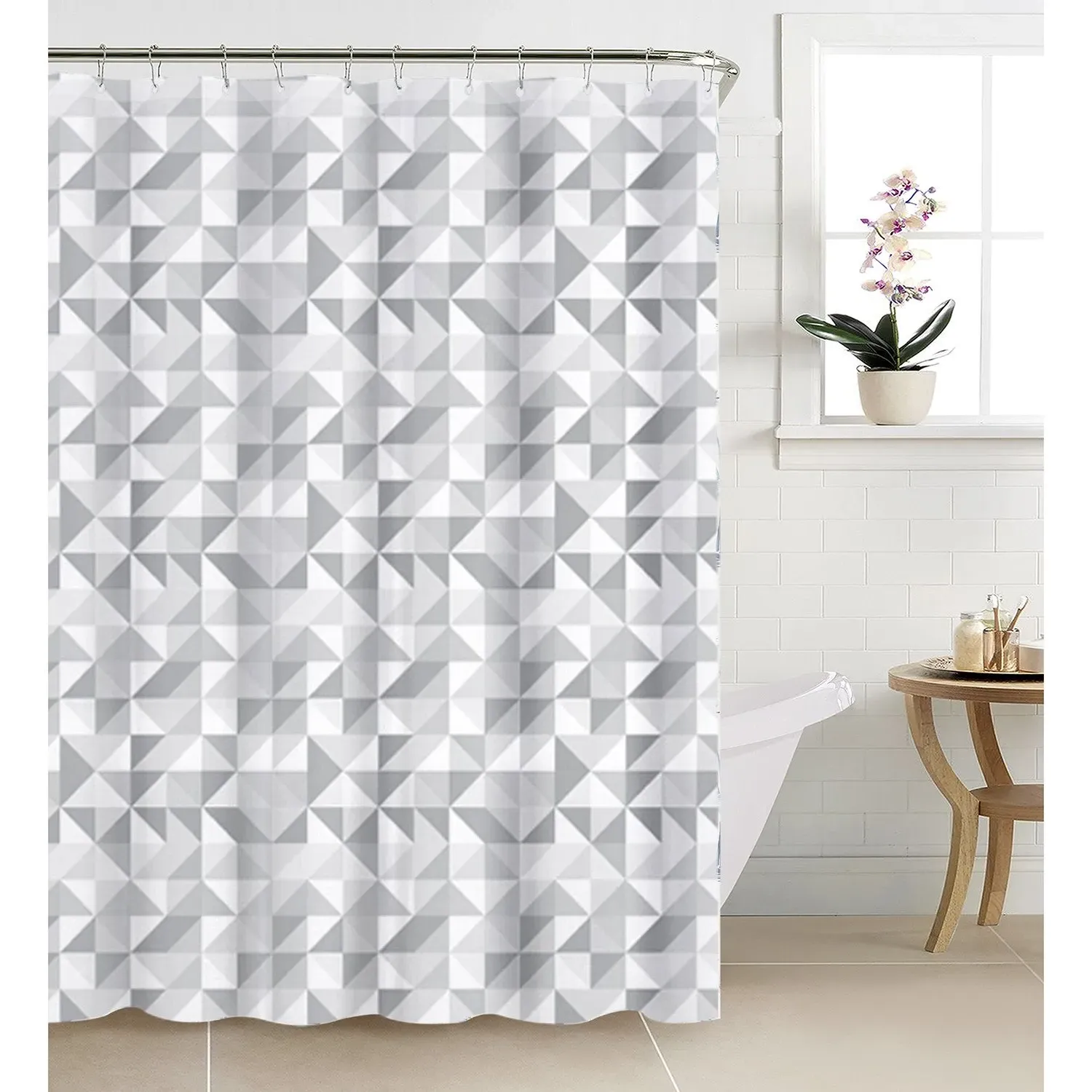 Triangle Geo Shower Curtain - Grey