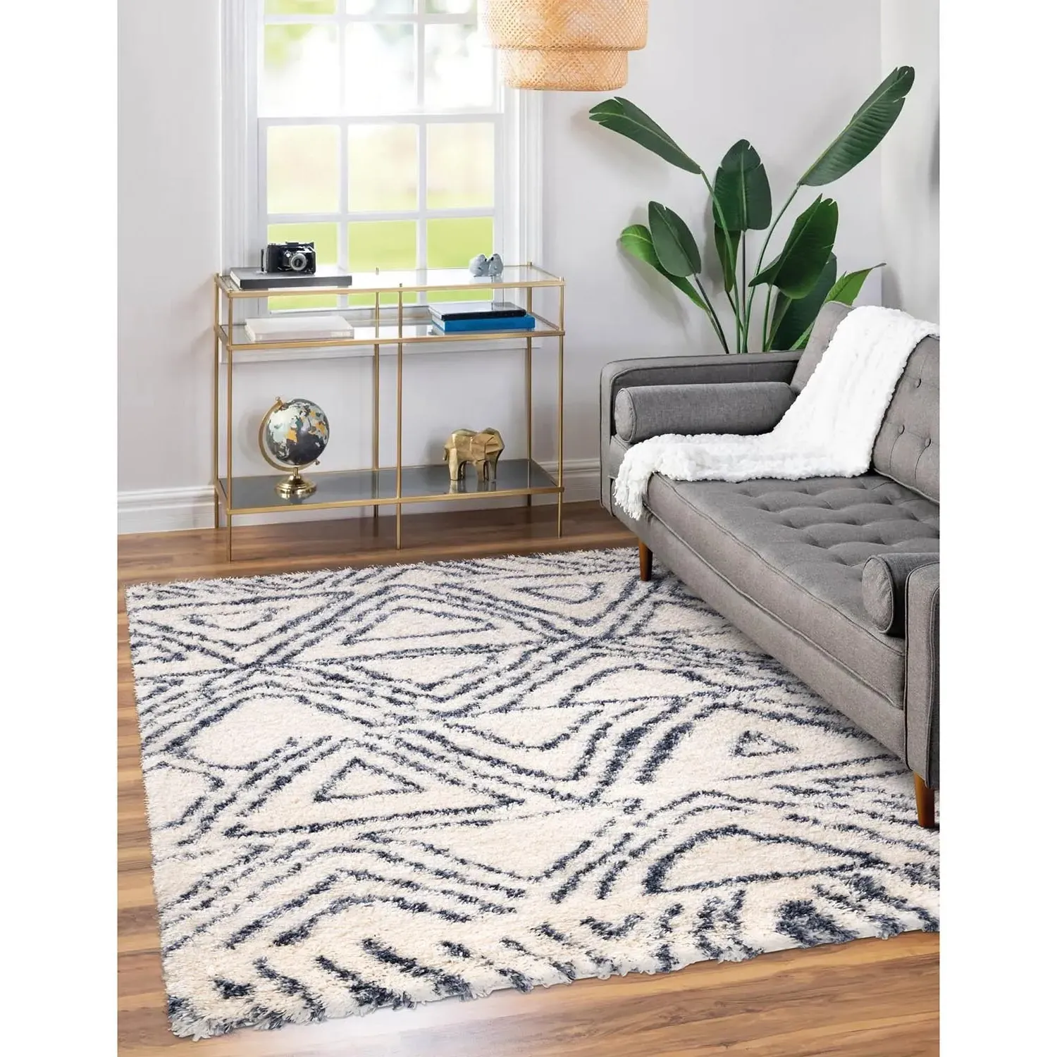 Tribal Boho Rug - White