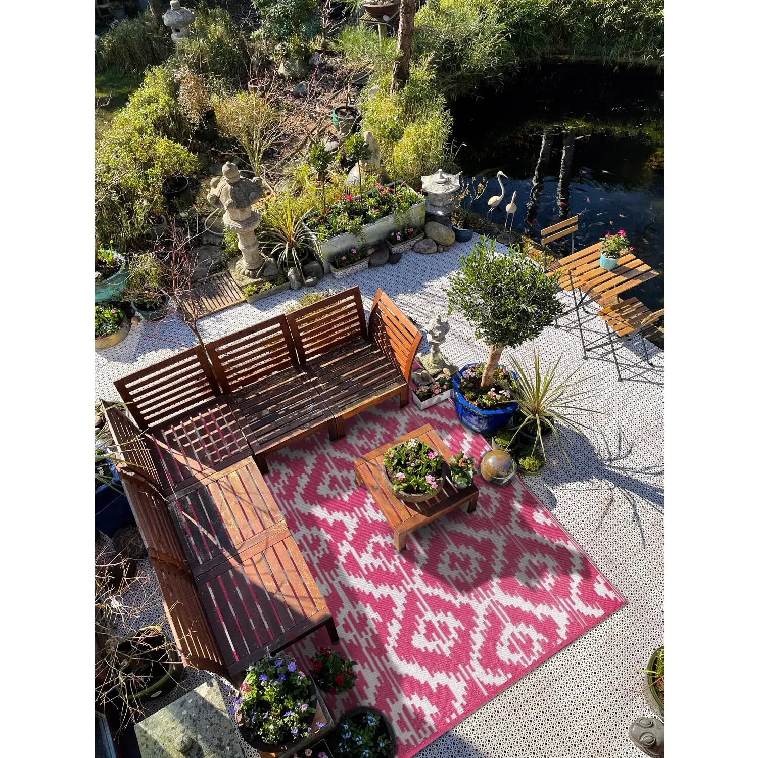 Tribal Geo Outdoor Rug - Pink