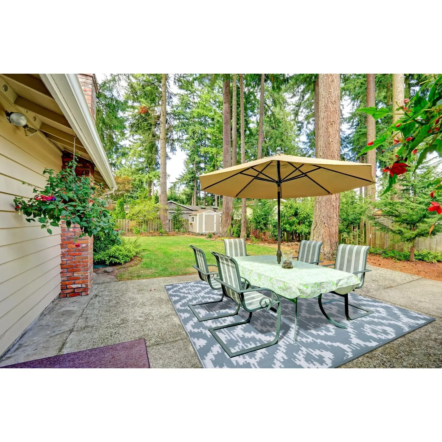 Tribal Geo Outdoor Rug - Steel