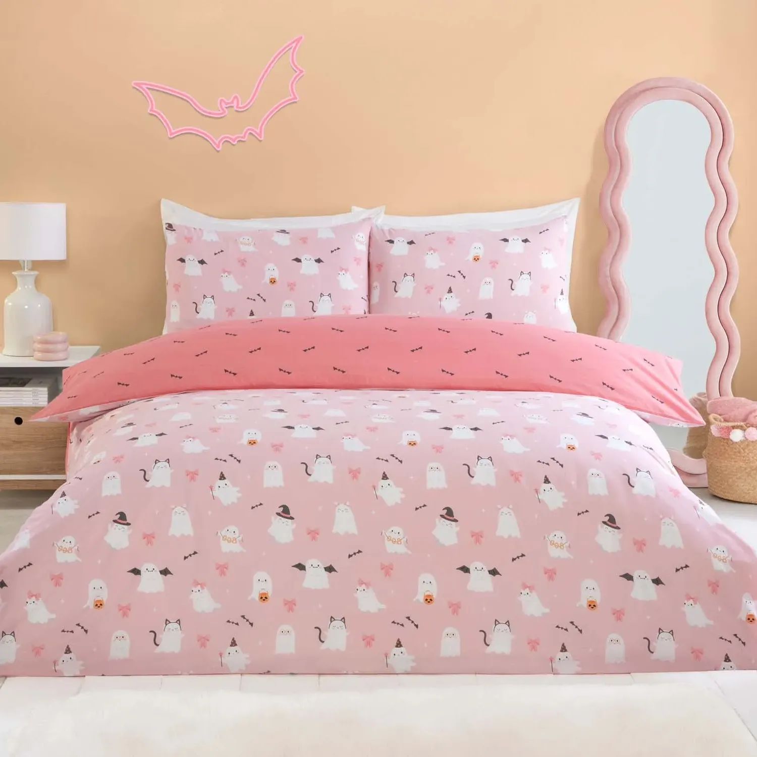 Trick or Treat Double Duvet Set - Blush