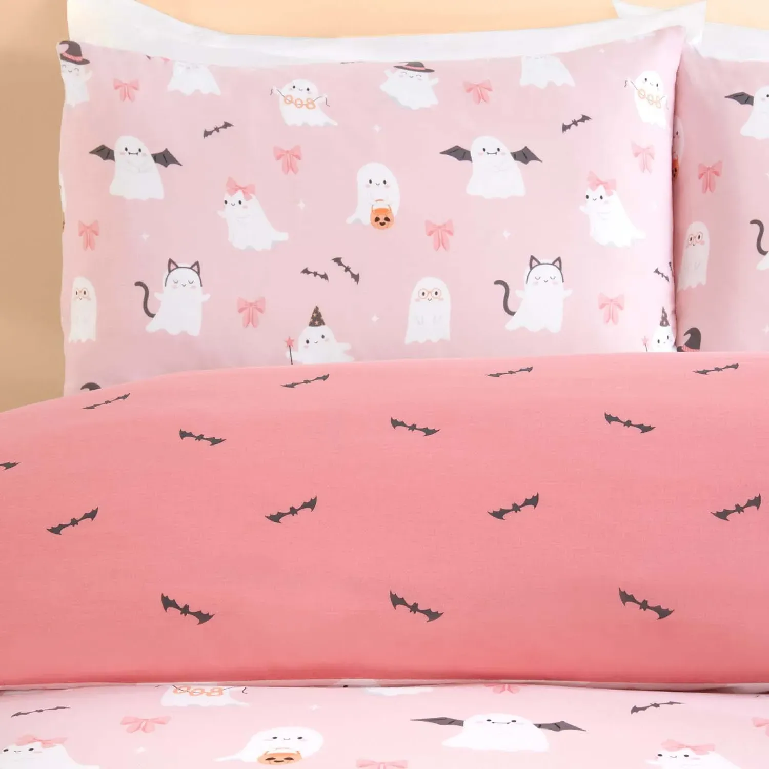 Trick or Treat Double Duvet Set - Blush