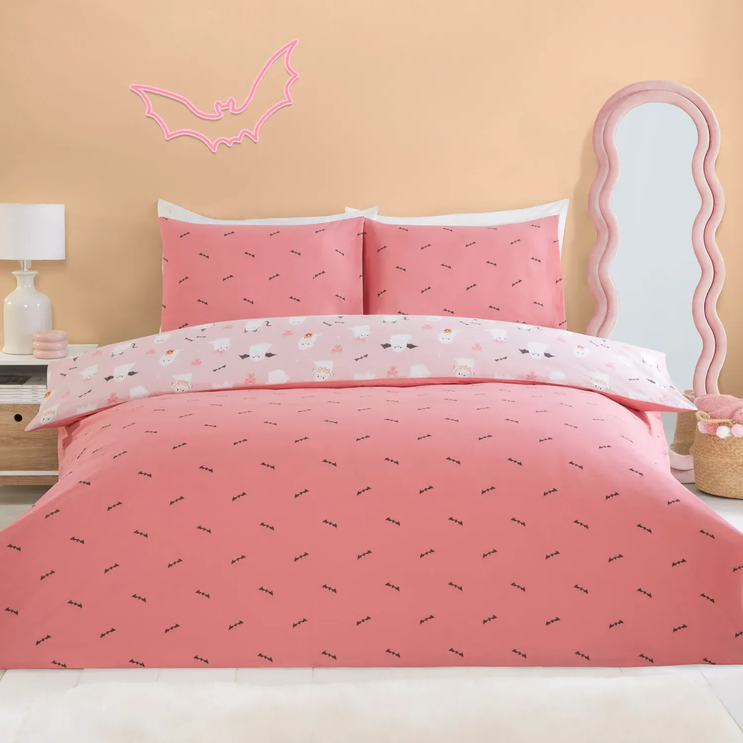 Trick or Treat Single Duvet Set - Blush