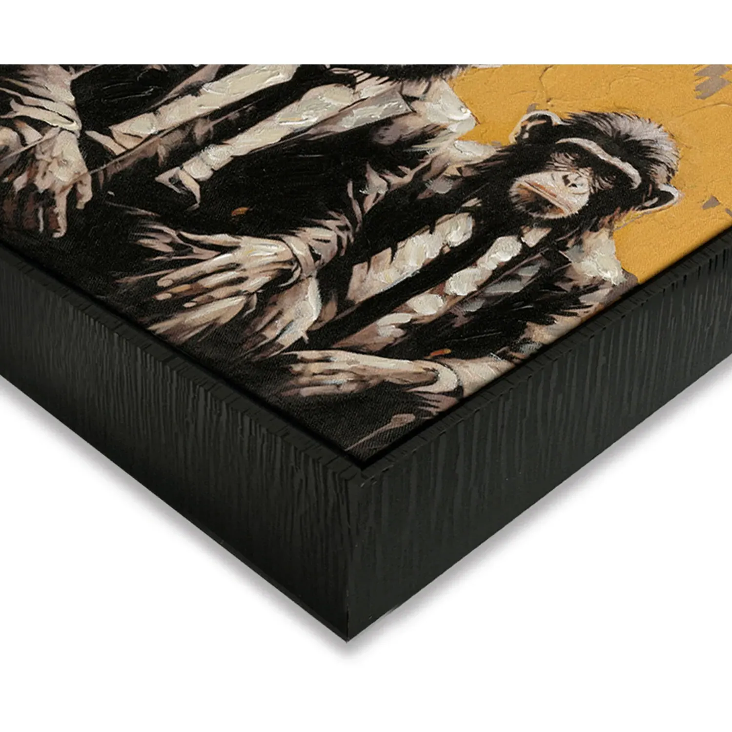 Trio of Monkeys Textured Framed Canvas - Golden