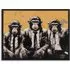 Trio of Monkeys Textured Framed Canvas - Golden