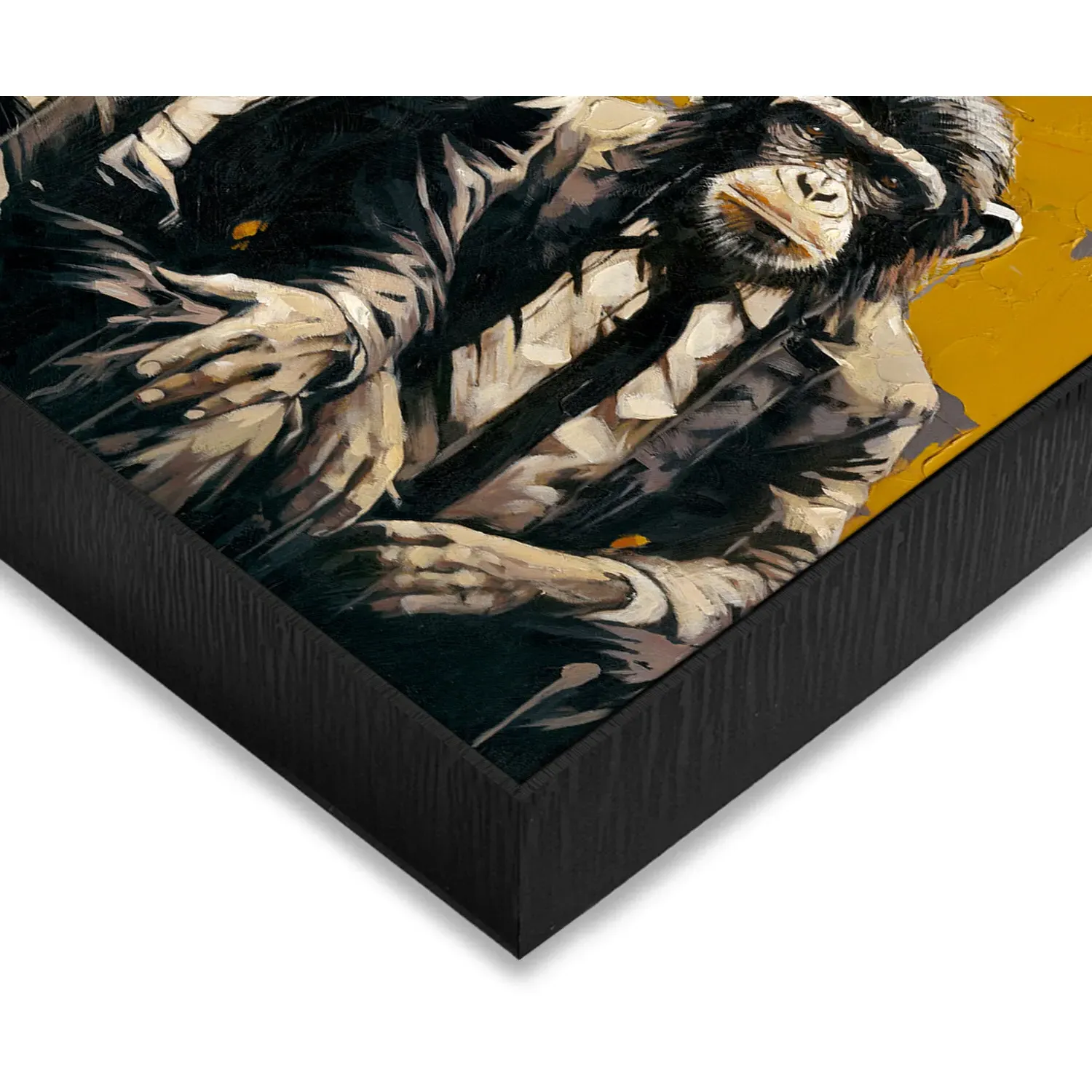 Trio of Monkeys Textured Framed Canvas - Yellow