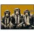 Trio of Monkeys Textured Framed Canvas - Yellow