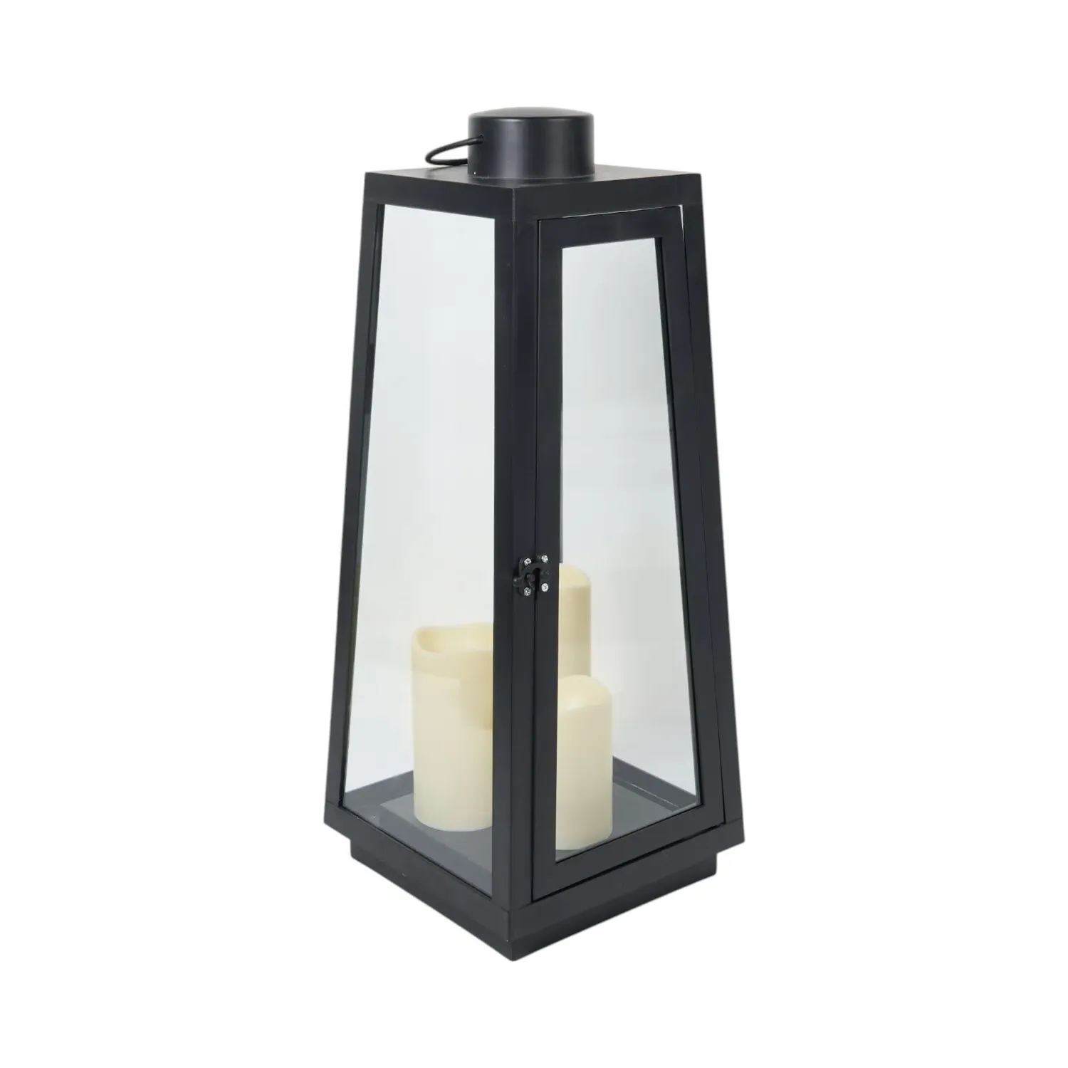 Triple LED Candle Lantern - Black