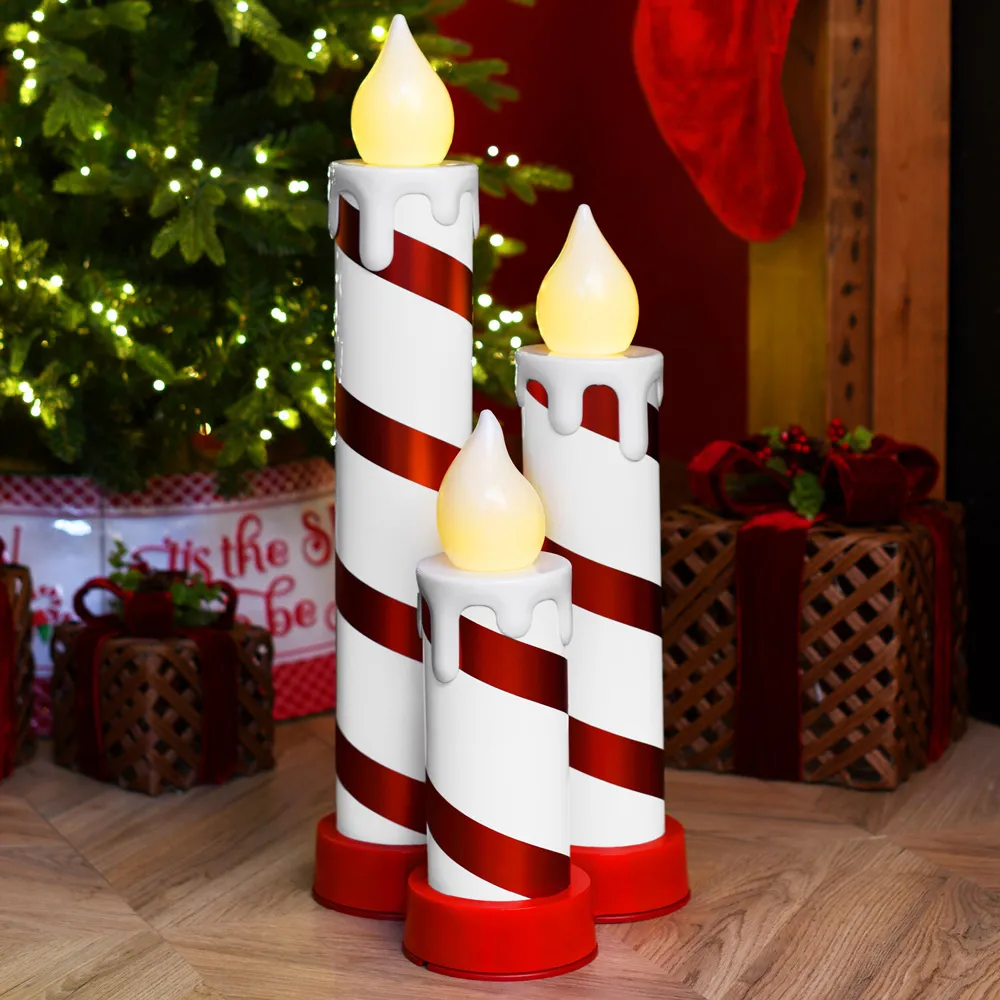 Triple LED Candle Stick - White, Red