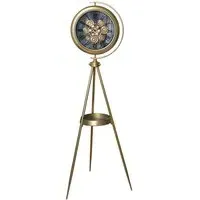 Tripod Floor Clock with Table - Brass