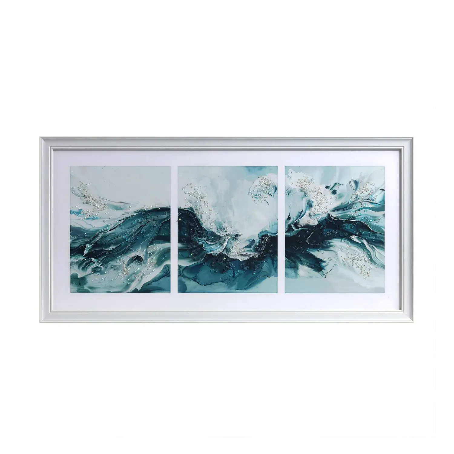 Triptych Abstract Jewelled Art - Teal image