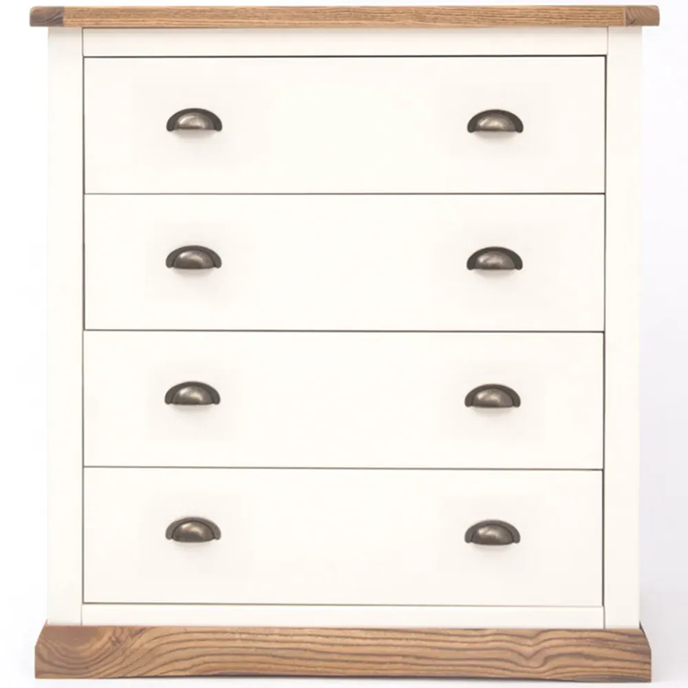 Tropea 4 Drawer Chest of Drawers with Brass Cup Handles - White