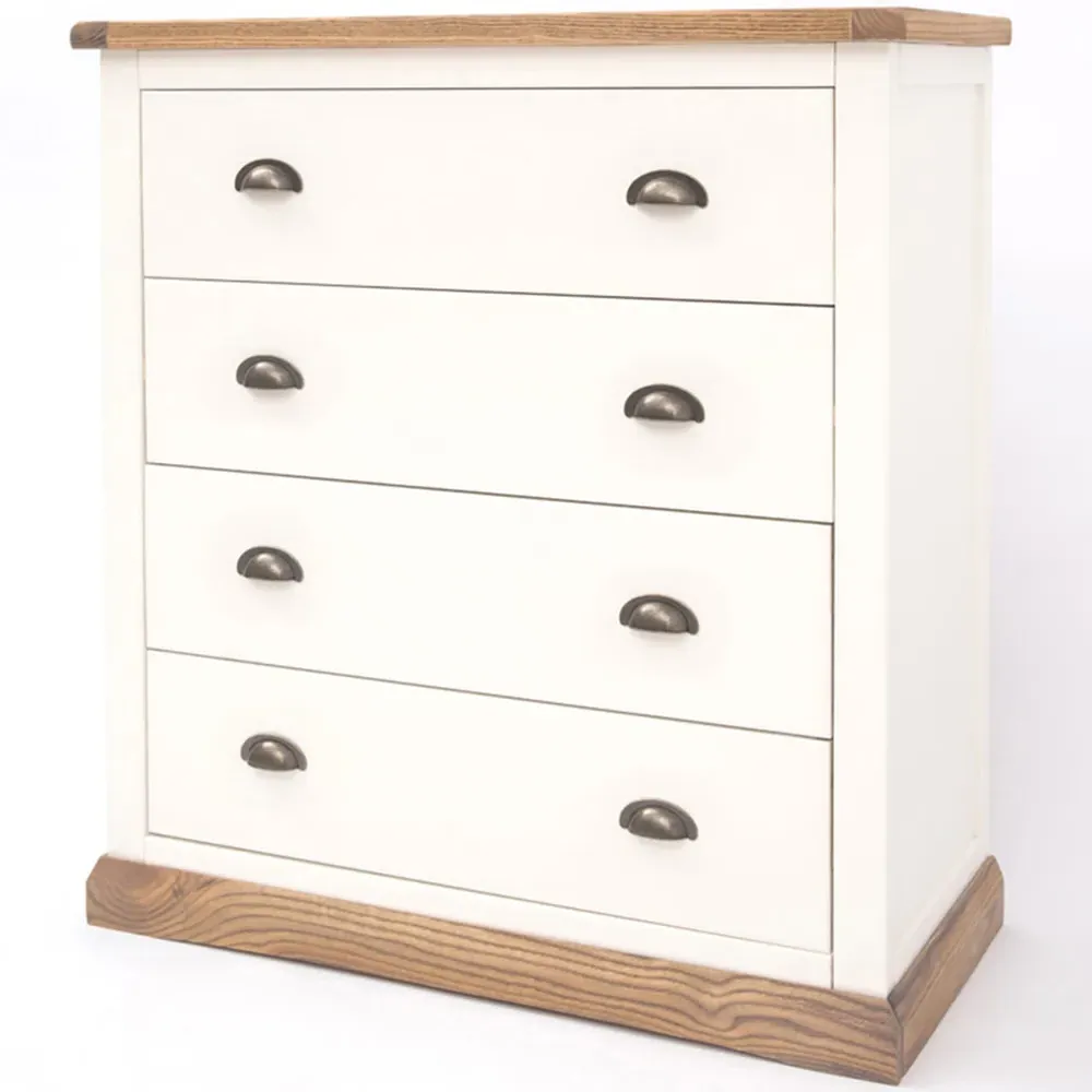 Tropea 4 Drawer Chest of Drawers with Brass Cup Handles - White