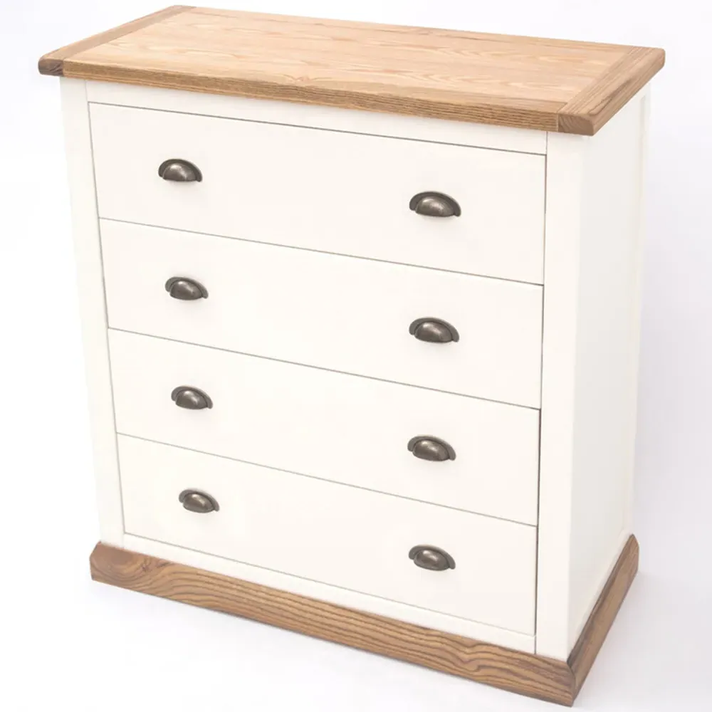 Tropea 4 Drawer Chest of Drawers with Brass Cup Handles - White