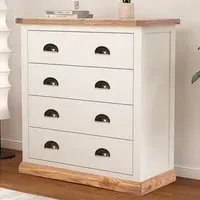 Tropea 4 Drawer Chest of Drawers with Brass Cup Handles - White