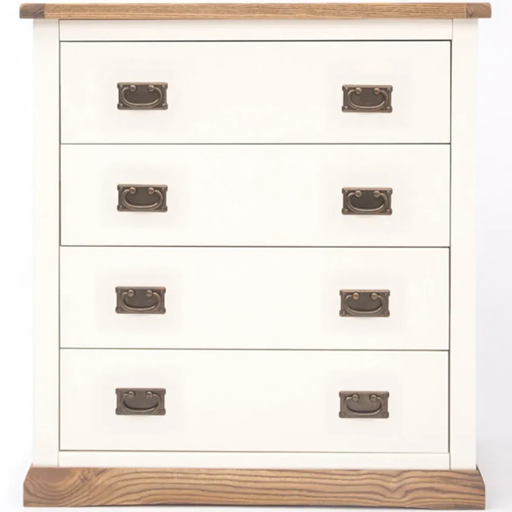 Tropea 4 Drawer Chest of Drawers with Brass Drop Handles - White