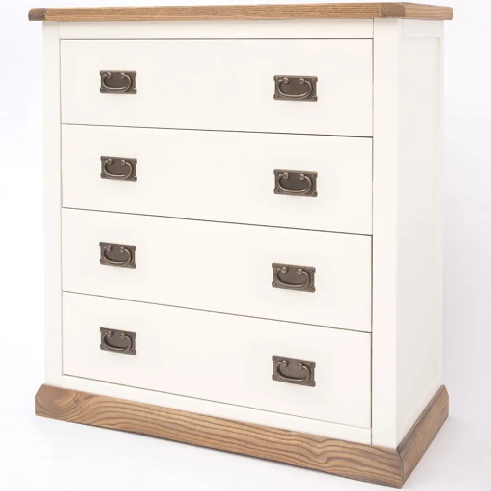 Tropea 4 Drawer Chest of Drawers with Brass Drop Handles - White