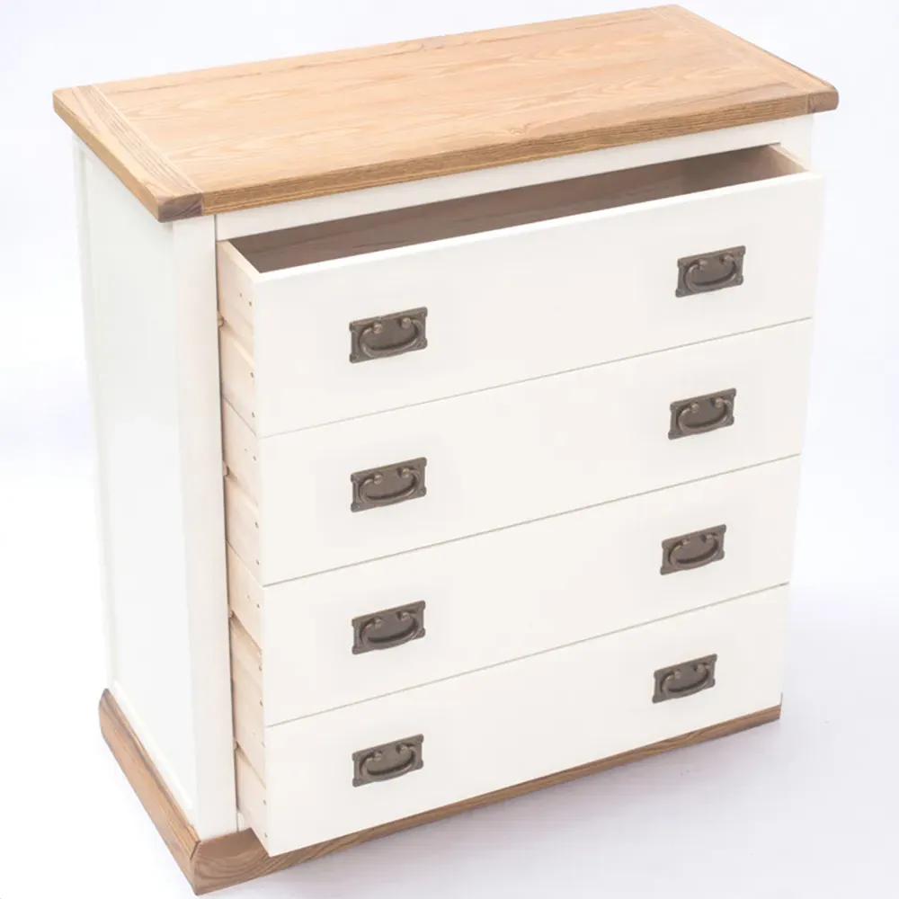 Tropea 4 Drawer Chest of Drawers with Brass Drop Handles - White