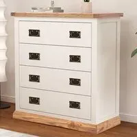 Tropea 4 Drawer Chest of Drawers with Brass Drop Handles - White