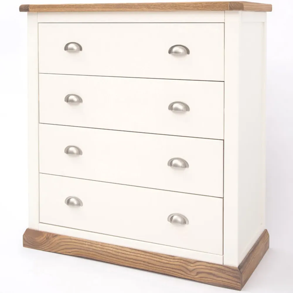 Tropea 4 Drawer Chest of Drawers with Chrome Cup Handles - White