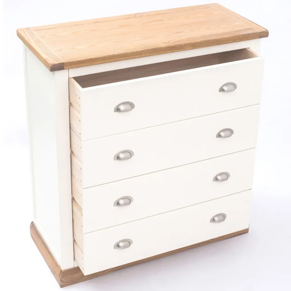 Tropea 4 Drawer Chest of Drawers with Chrome Cup Handles - White