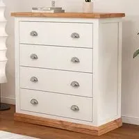 Tropea 4 Drawer Chest of Drawers with Chrome Cup Handles - White