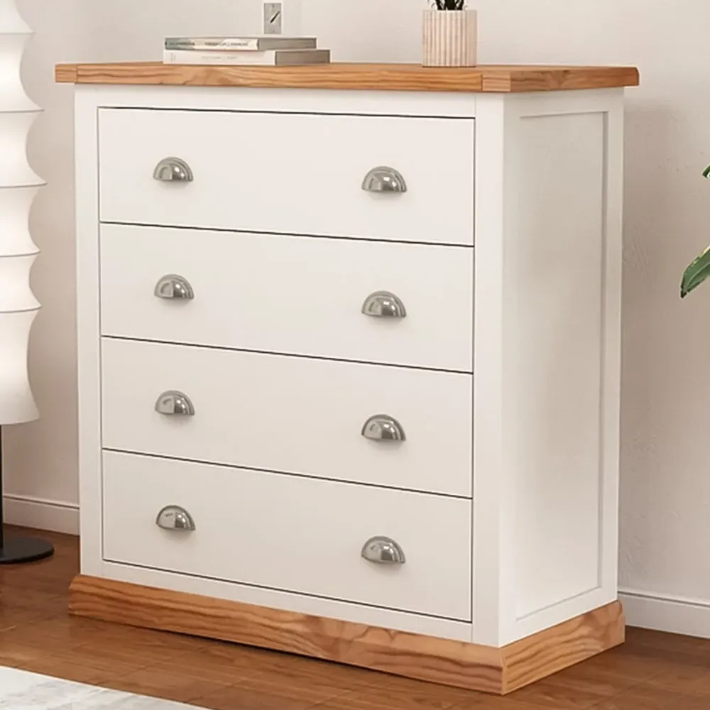 Tropea 4 Drawer Chest of Drawers with Chrome Cup Handles - White