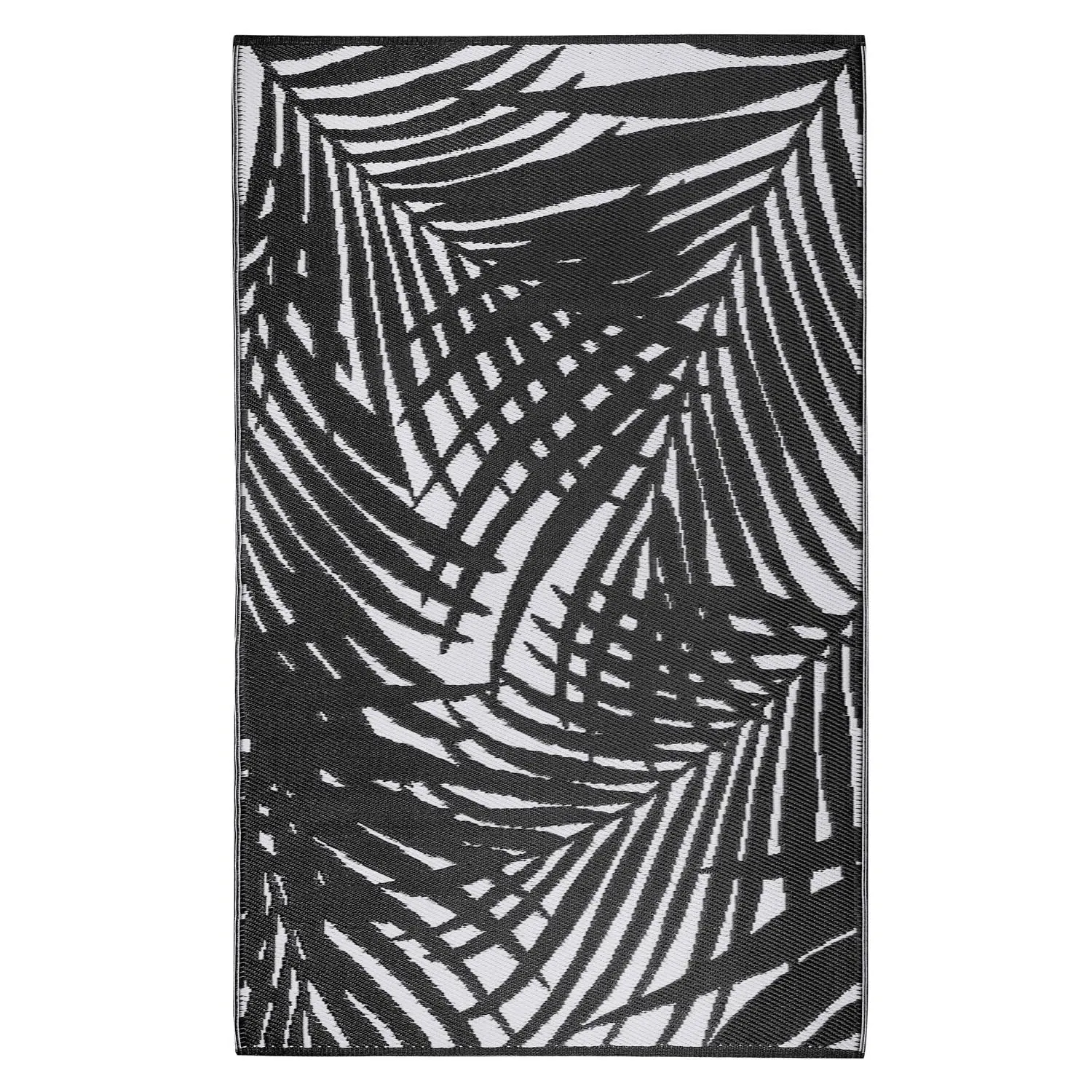 Tropical Leaf Outdoor Rug - Black image