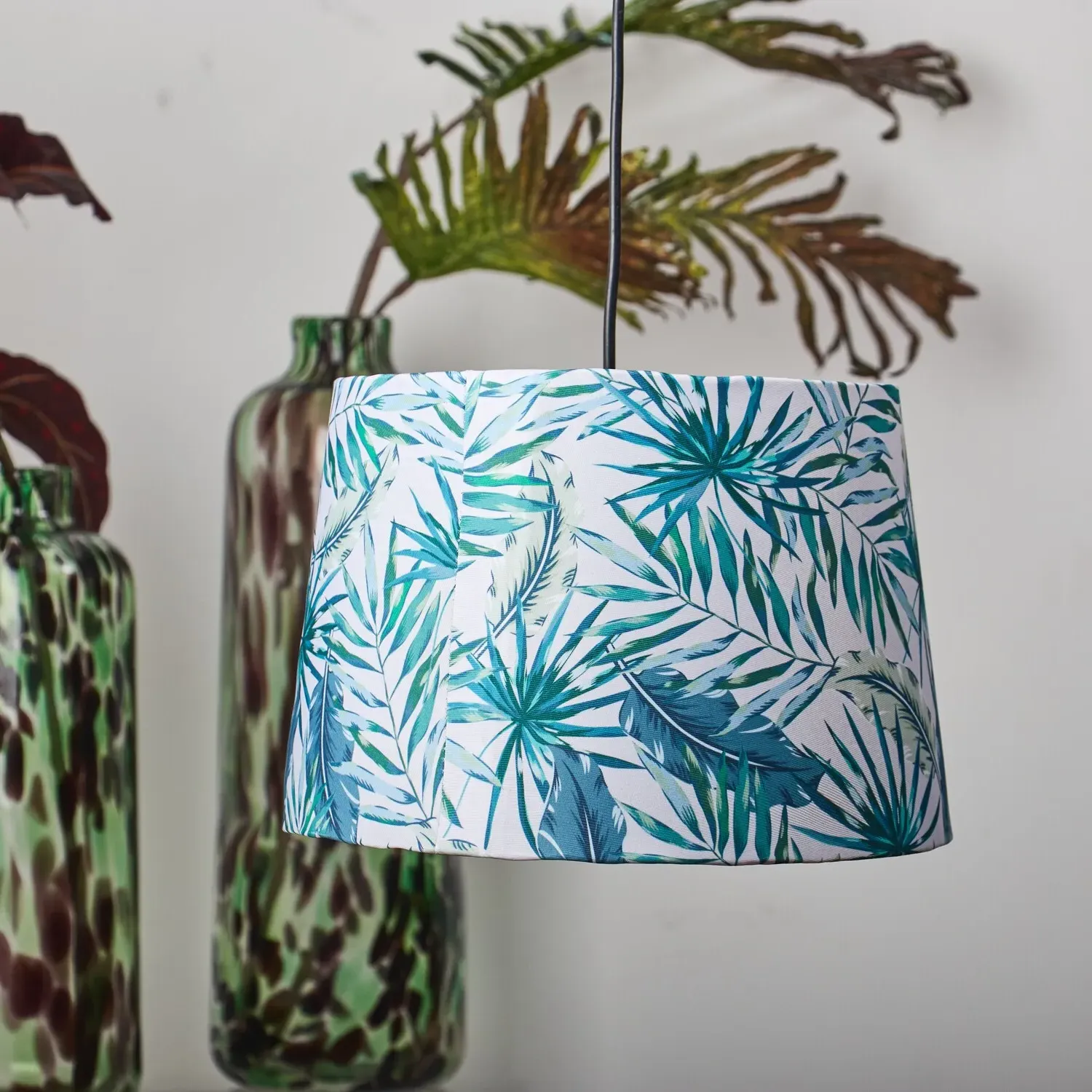 Tropical Leaf Print Tapered Lampshade - Multicolour