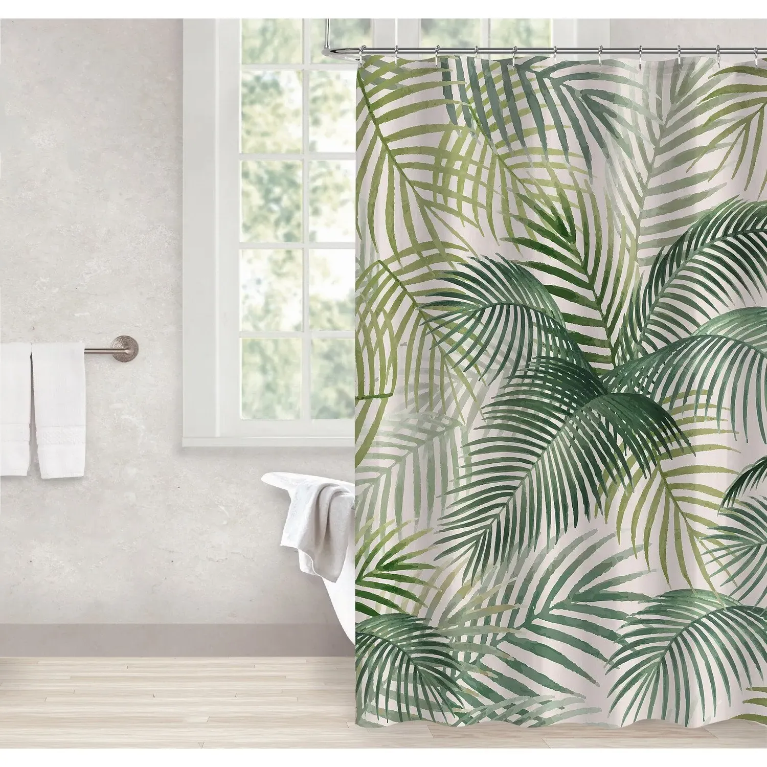 Tropical Leaf Shower Curtain - Green image
